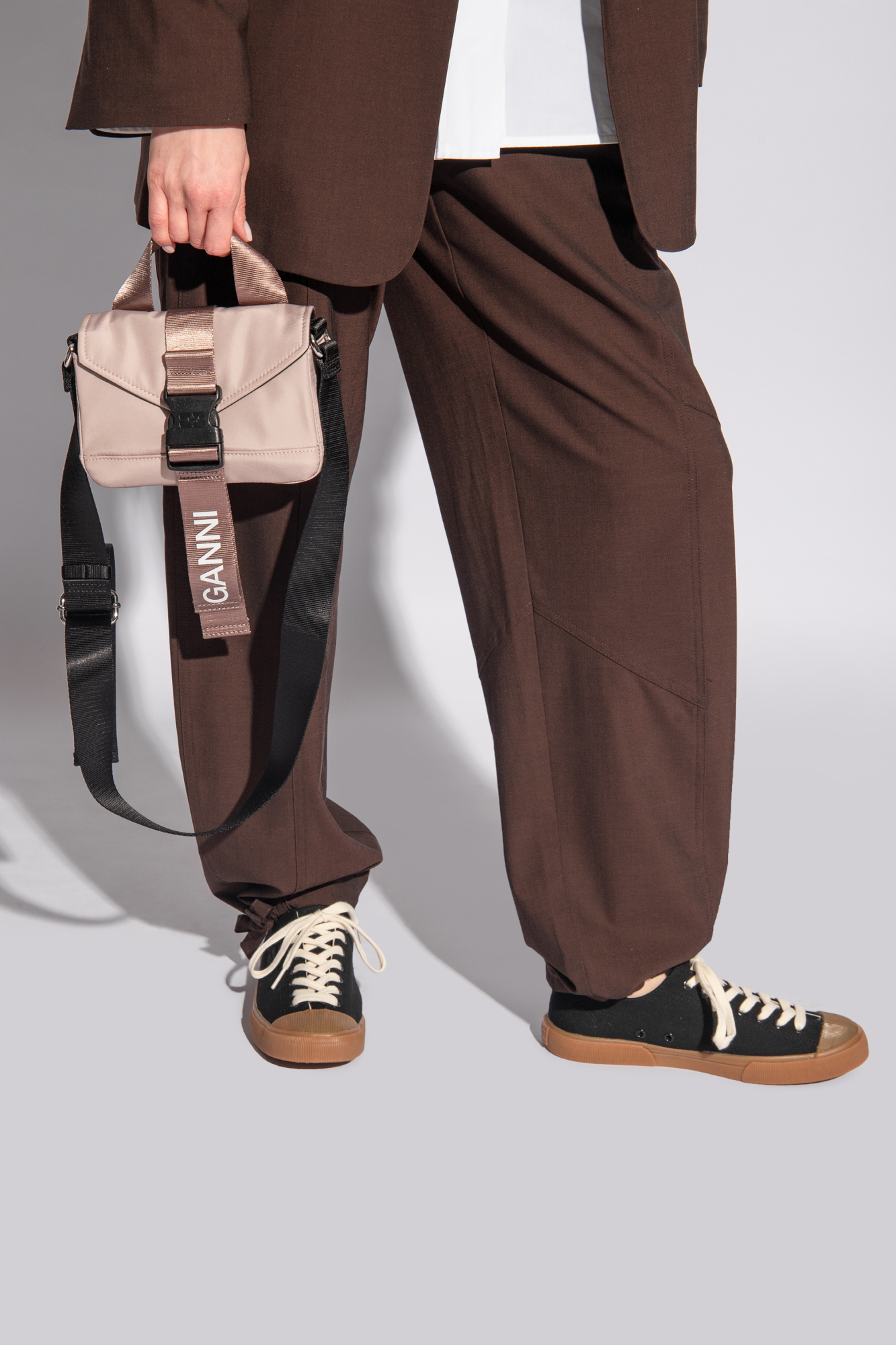 Beige 'Tech Satchel Mini' Shoulder Bag Ganni